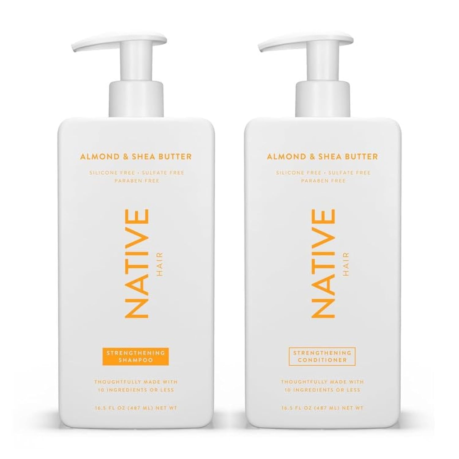Native Sulfate & Dye Free Shampoo and Conditioner for All Hair Types & Colors - Almond & Shea Butter, 16.5 fl oz Each (