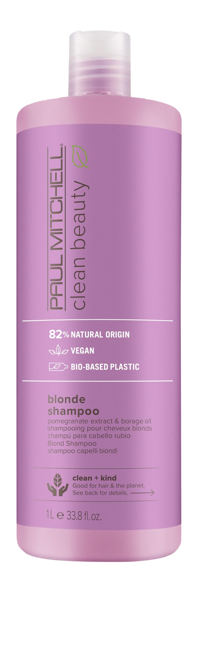 Paul Mitchell Clean Beauty Blonde Purple Shampoo for Gently Cleansing, Eliminating Brassy Tones, Color-Treated Hair + Na