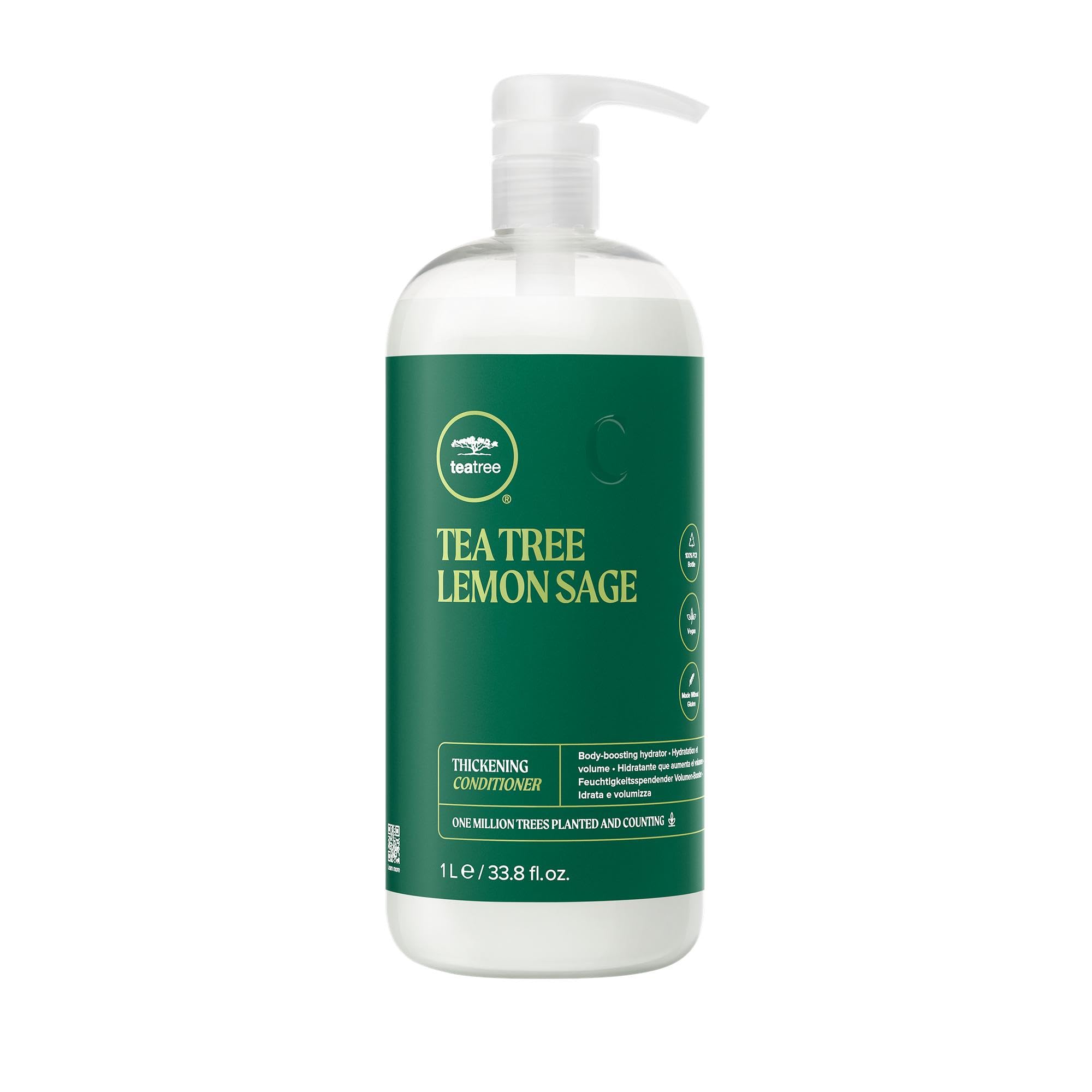 Tea Tree Lemon Sage Thickening Conditioner for Fine Hair Builds Body + Boosts Volume