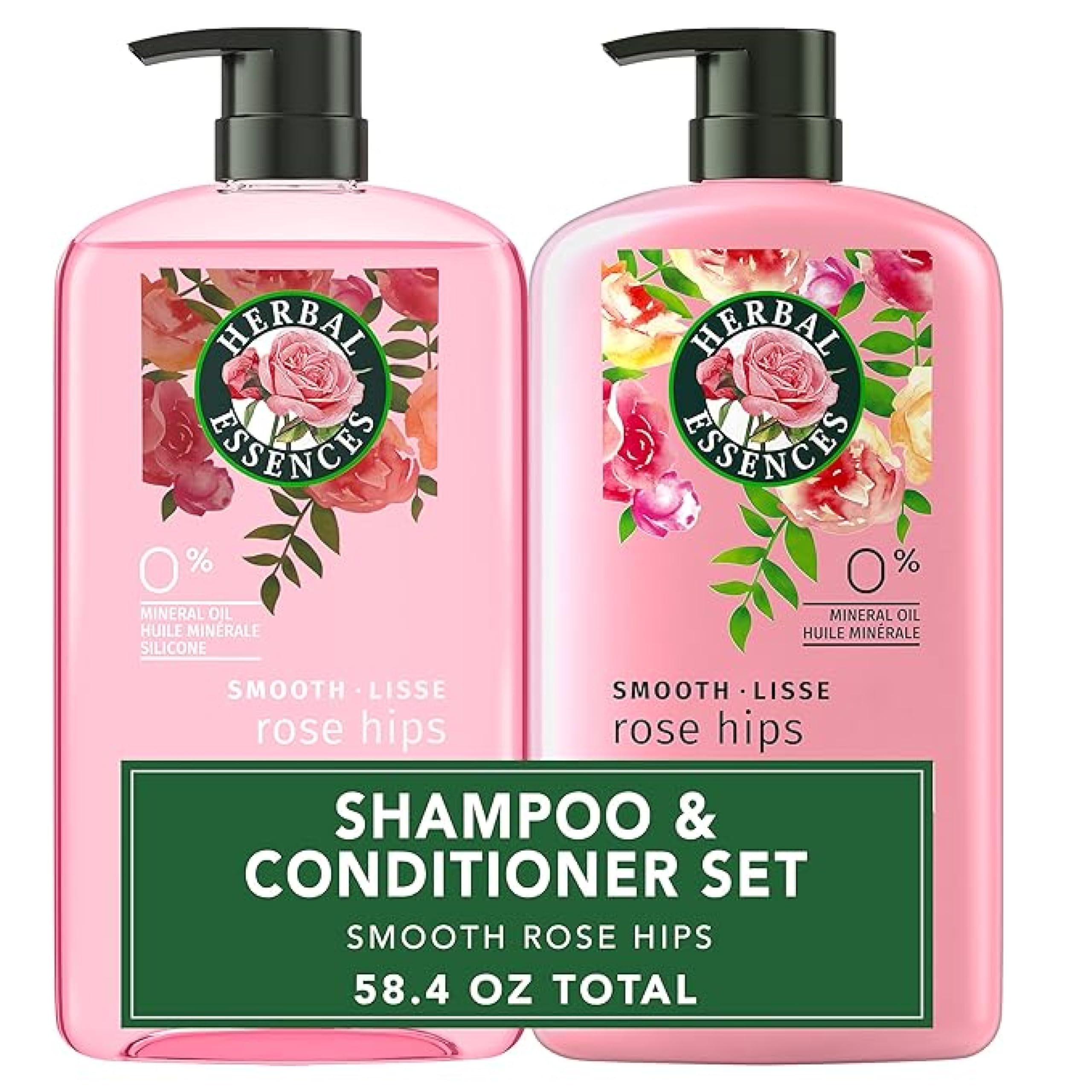 Herbal Essences Smooth Collection Shampoo & Conditioner Set, Paraben-Free & Color-Safe, Rose Hips & Vitamin E, 29.2 Fl O